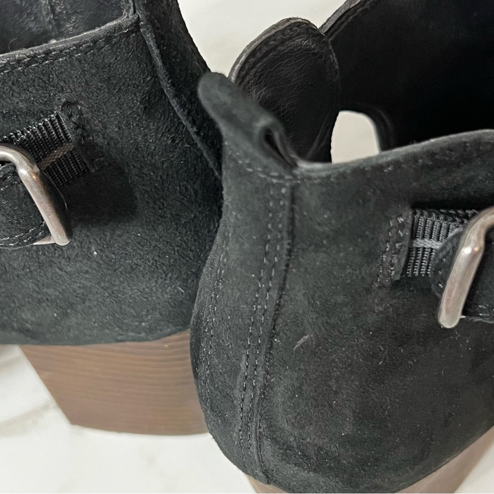 Lucky Brand Suede Peep Toe Black Shootie Sandals sz 10 - Picture 11 of 13